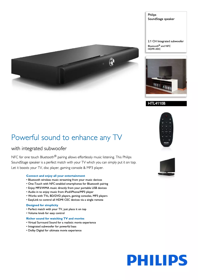 First page image of the manual for HTL4110B