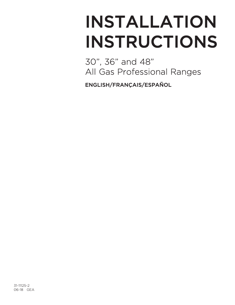 First page image of the manual for CGY366P2MS1