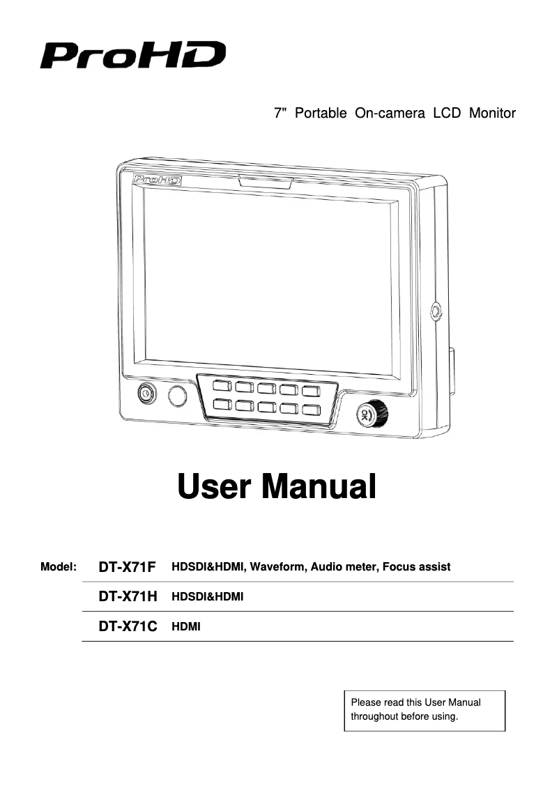 First page image of the manual for DT-X71H