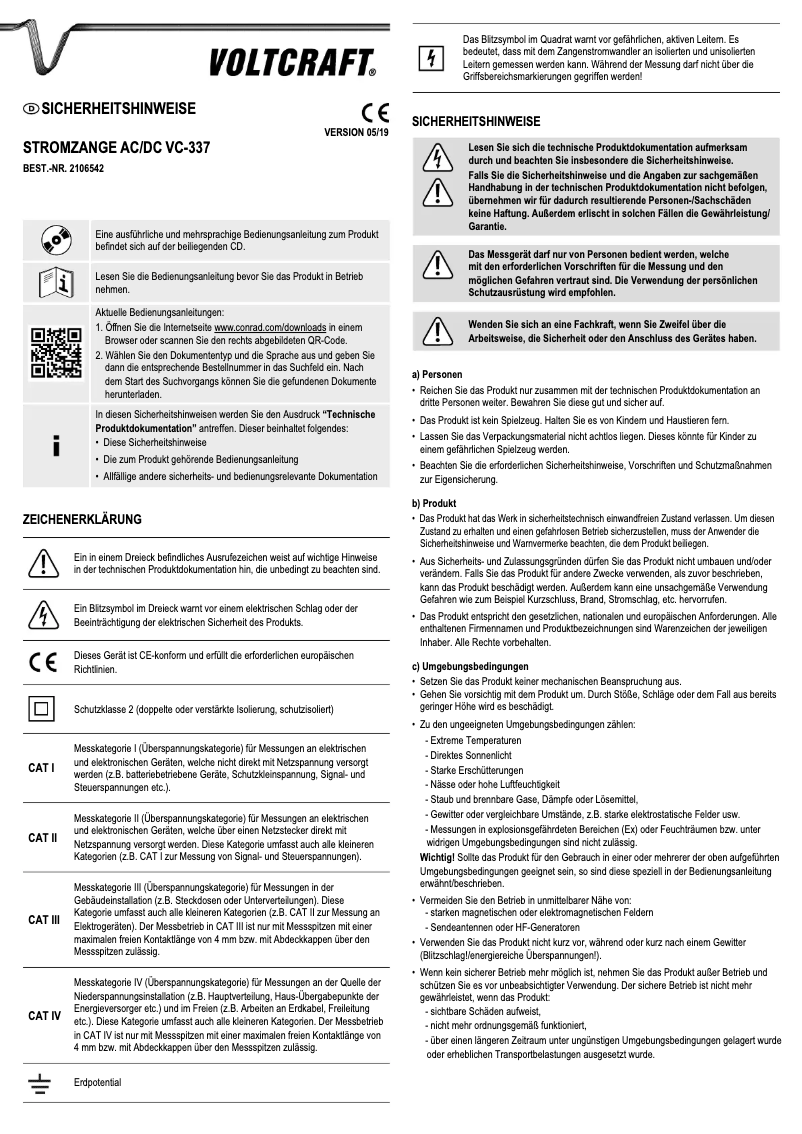 First page image of the manual for VC-337