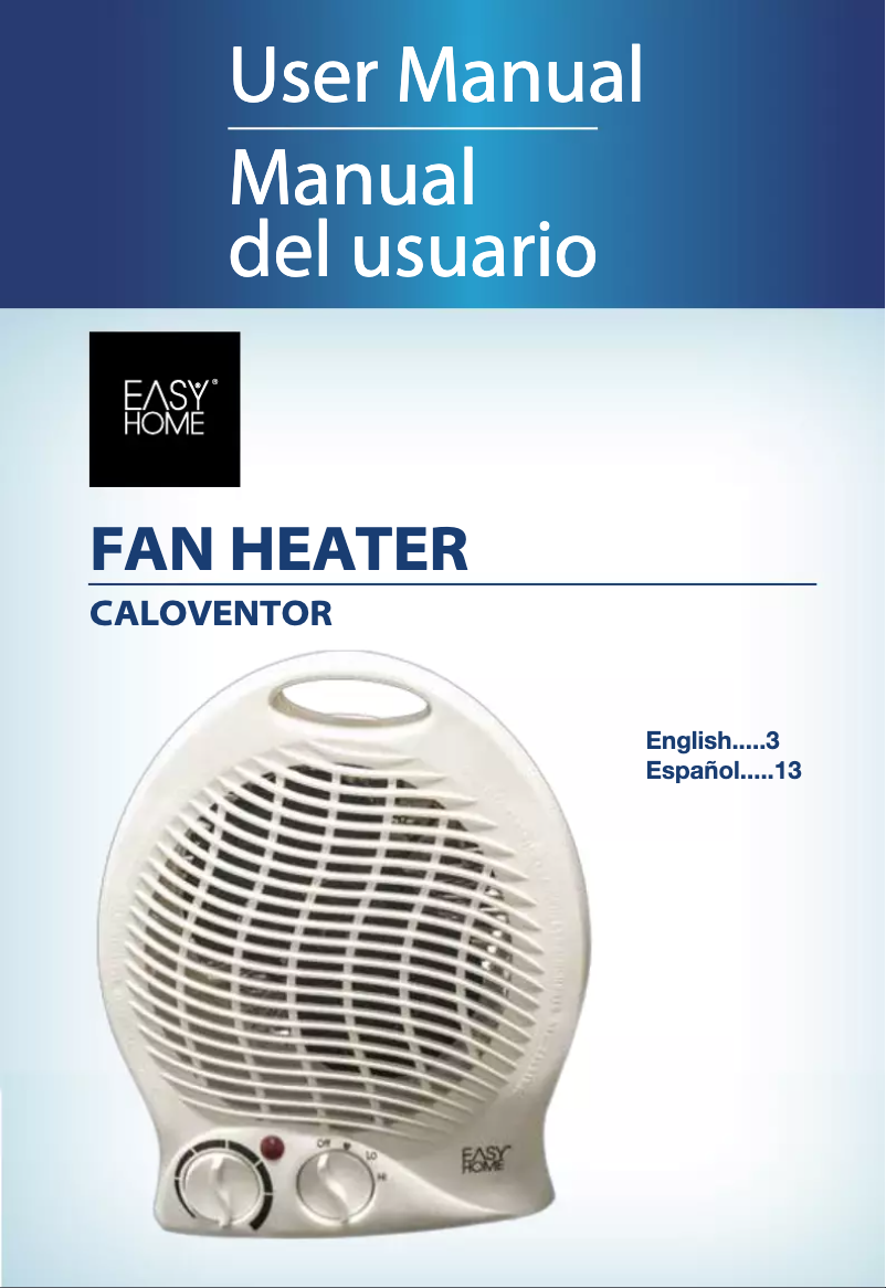Page 1 of the manual User Manual Easy Home Fan Heater 1764