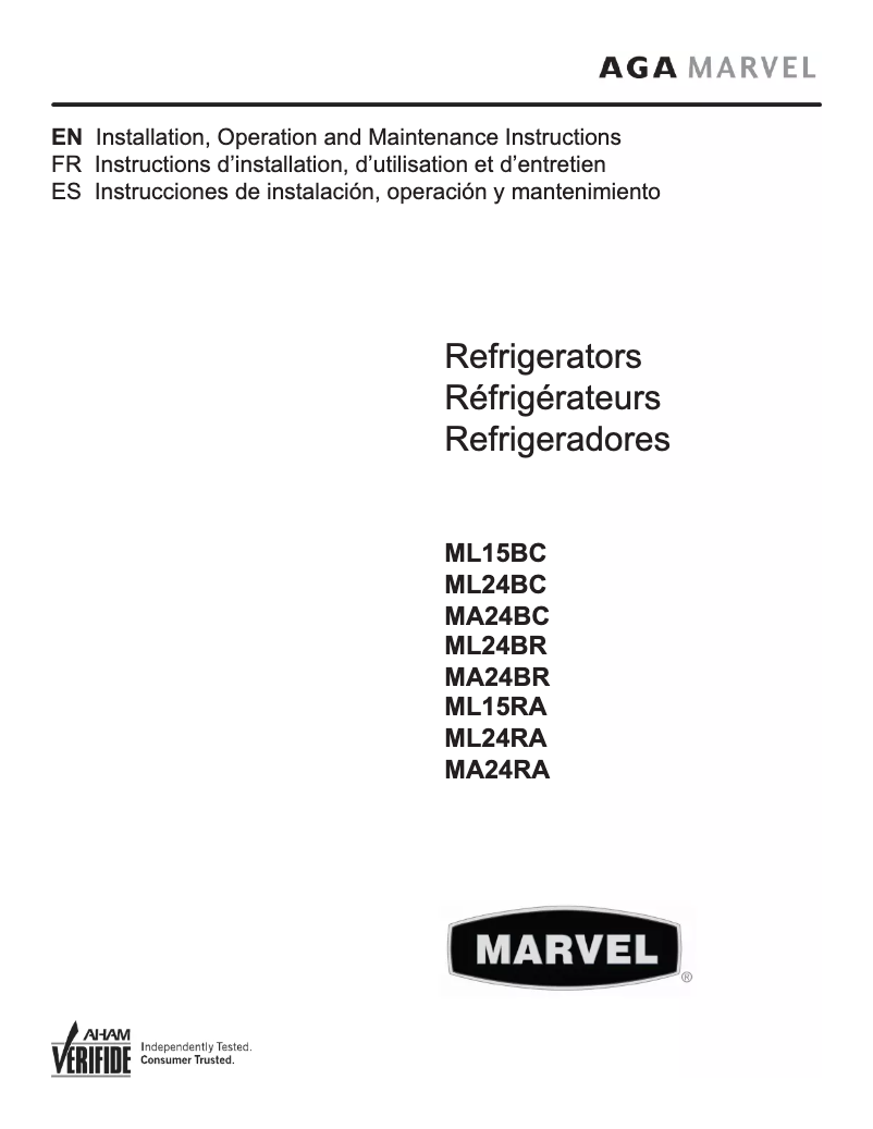 Page 1 of the manual User Manual Marvel MA24RAS2RS