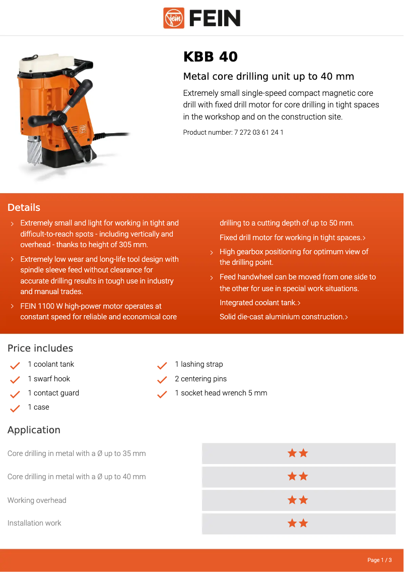 First page image of the manual for KBB 40