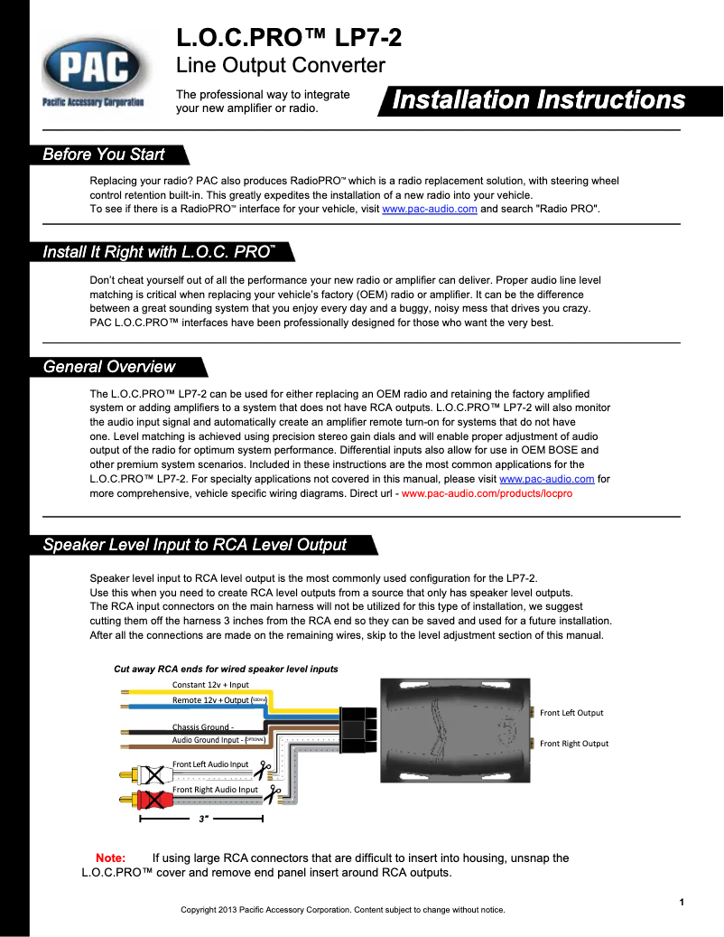 First page image of the manual for LP7-2