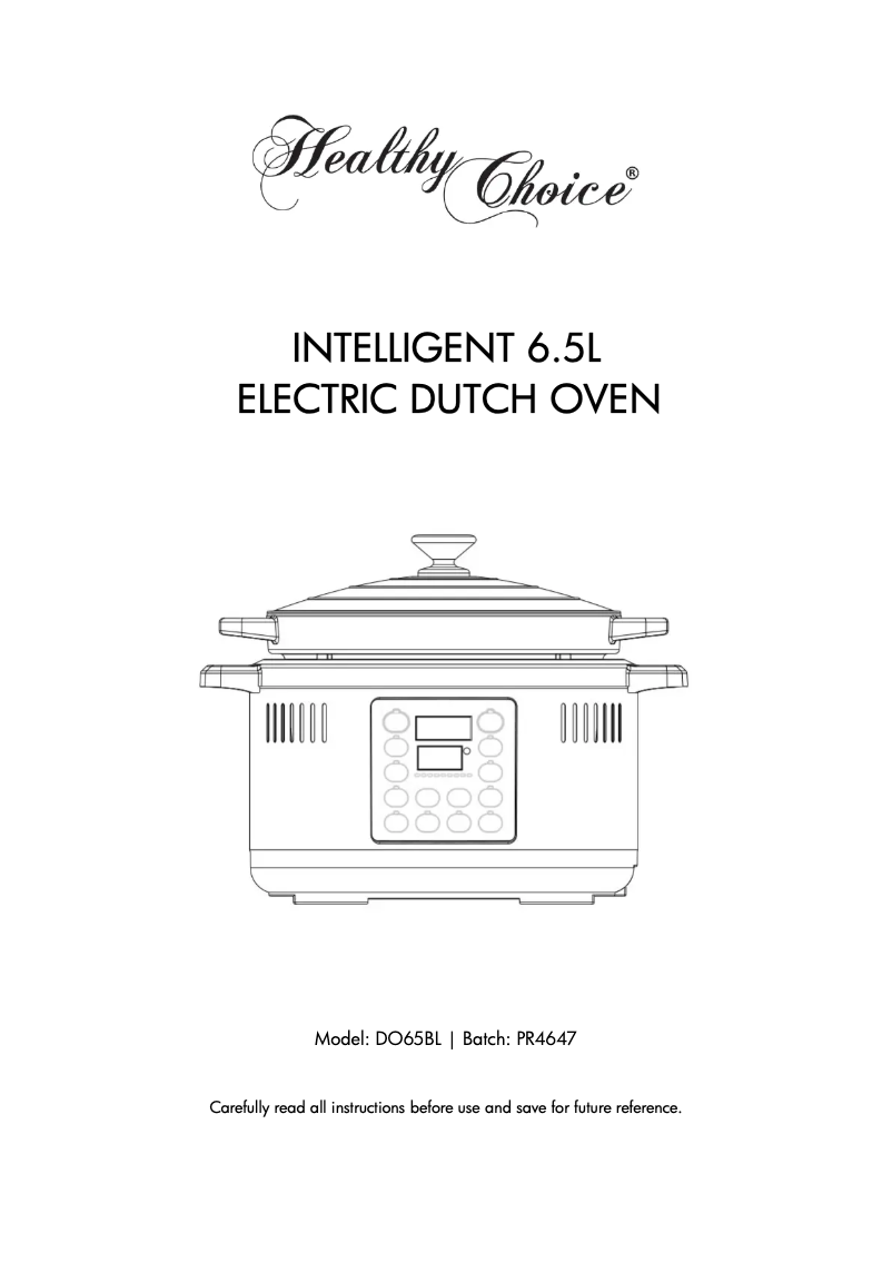 Page 1 of the manual User Manual Healthy Choice DO65BL