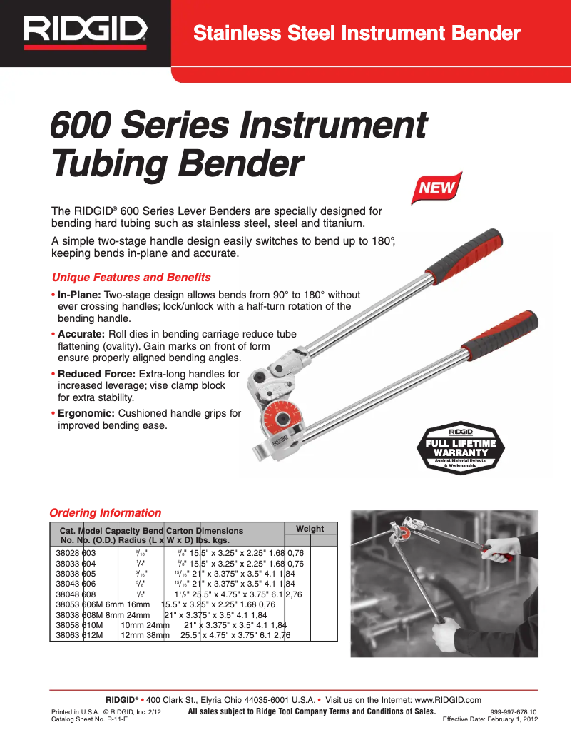 Page 1 of the manual Catalogue Ridgid 604
