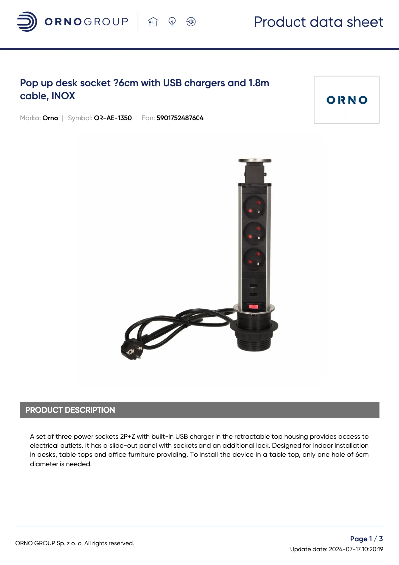 First page image of the manual for OR-AE-1350