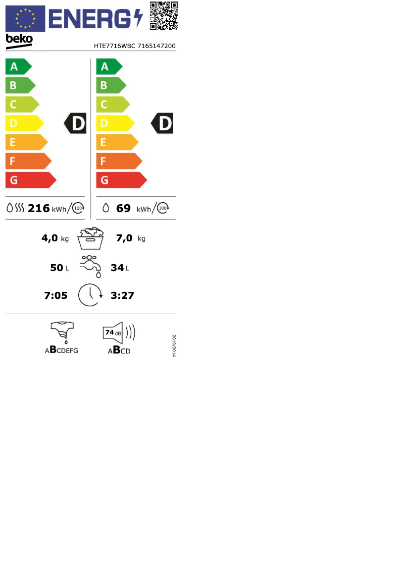 First page image of the manual for HTE7716WBC