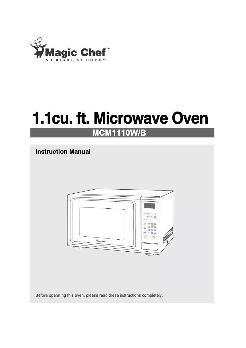 Page 1 of the manual Instruction Manual Magic Chef MCM1110W