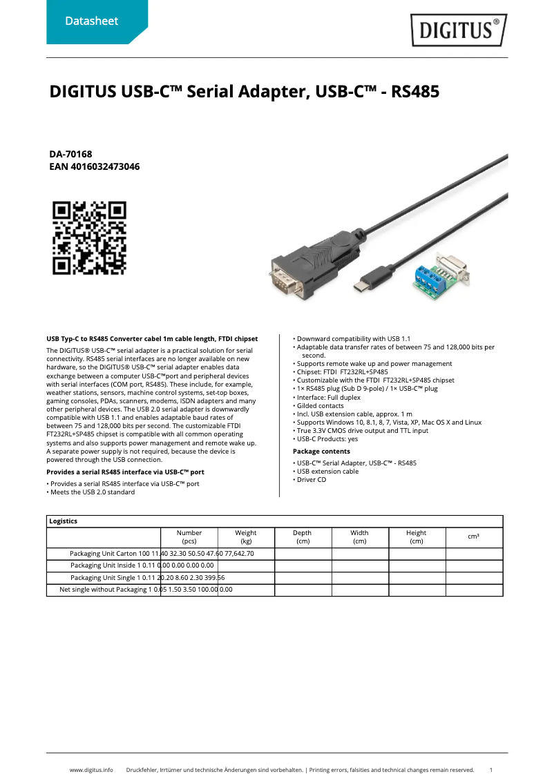 First page image of the manual for DA-70168