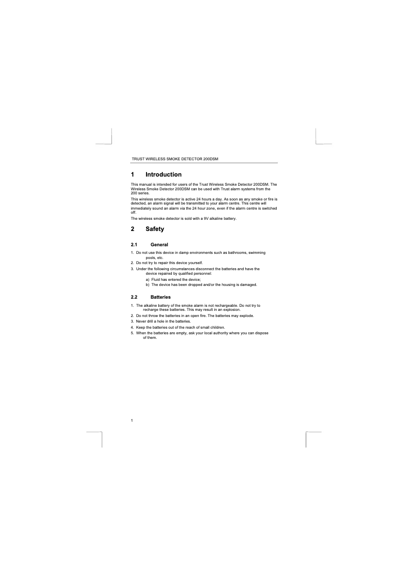 Page 1 of the manual User Manual Trust 200DSM