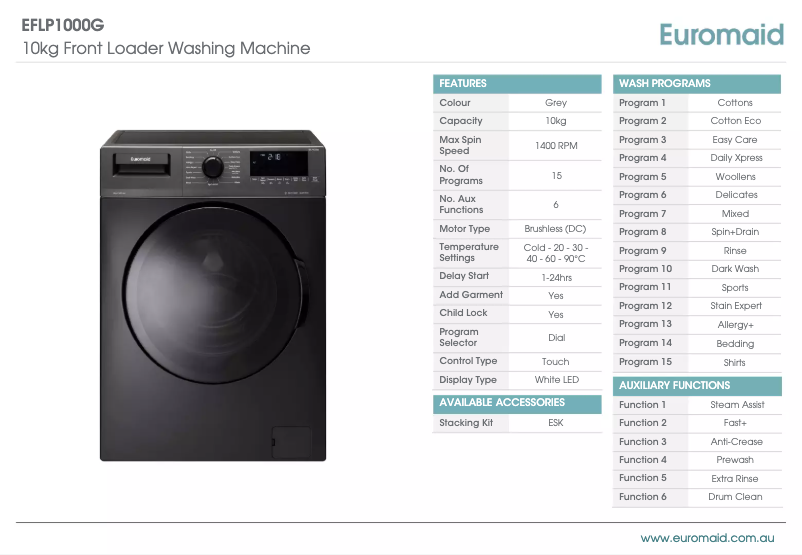 First page image of the manual for EFLP1000G