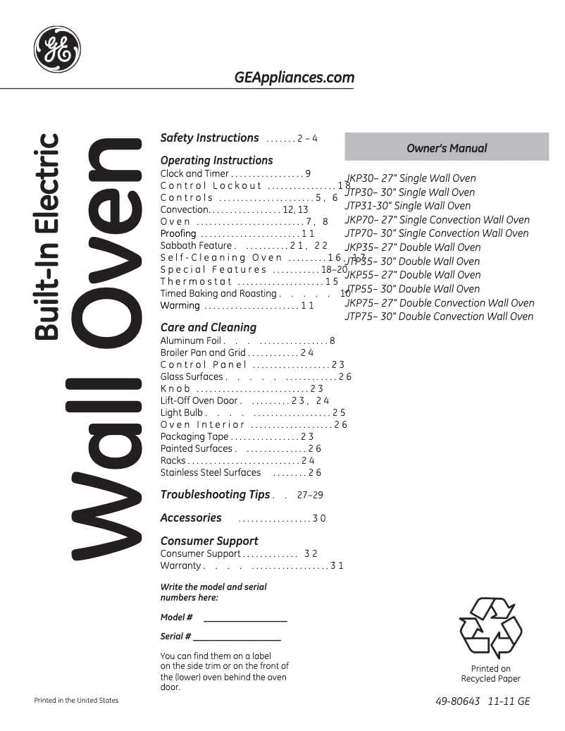 First page image of the manual for JTP70