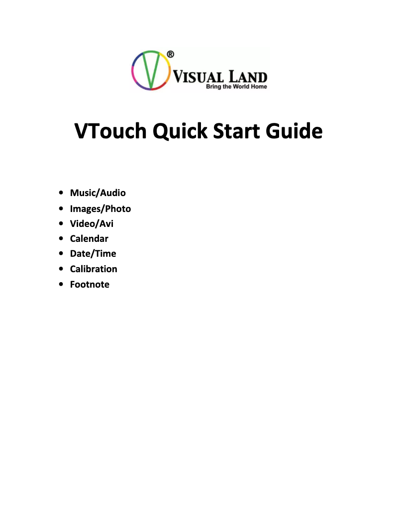 First page image of the manual for VTouch