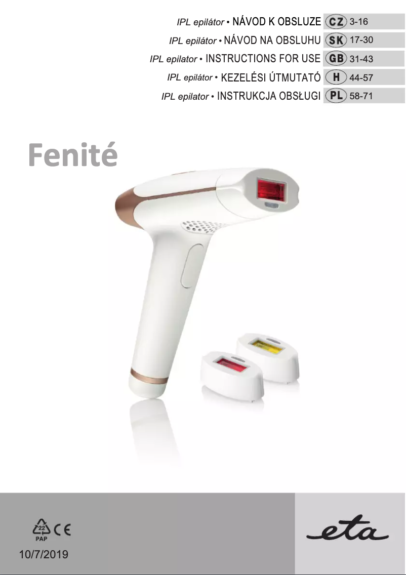 First page image of the manual for Fenité 8347 90000