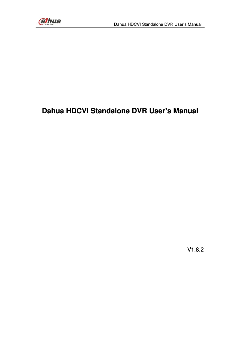 Page 1 of the manual User Manual Dahua Technology DHI-XVR4116HS