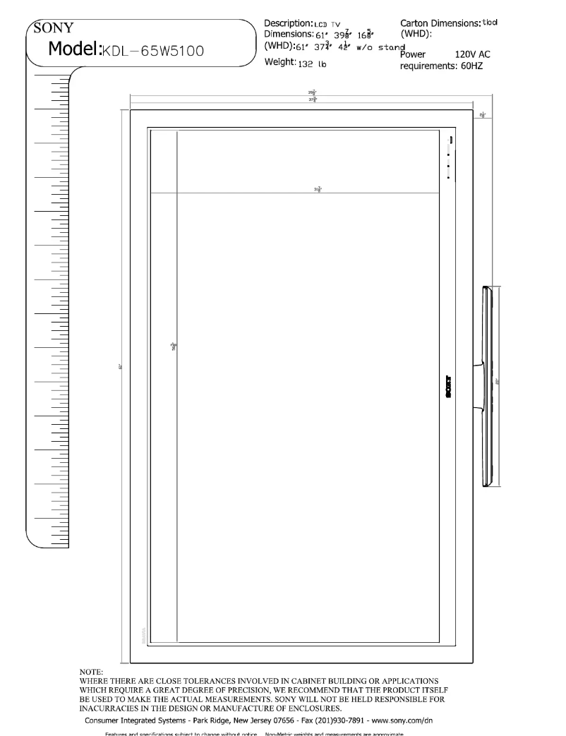 First page image of the manual for Bravia KDL-65W5100