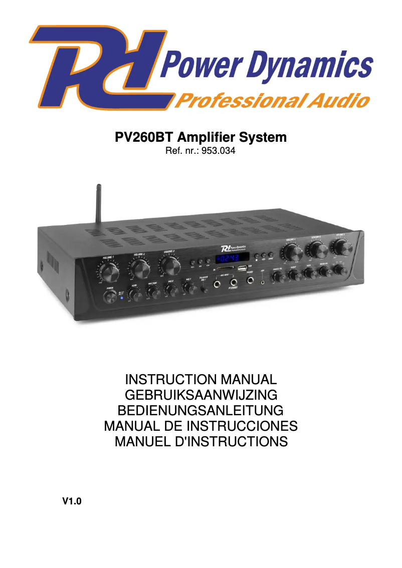 First page image of the manual for PV260BT