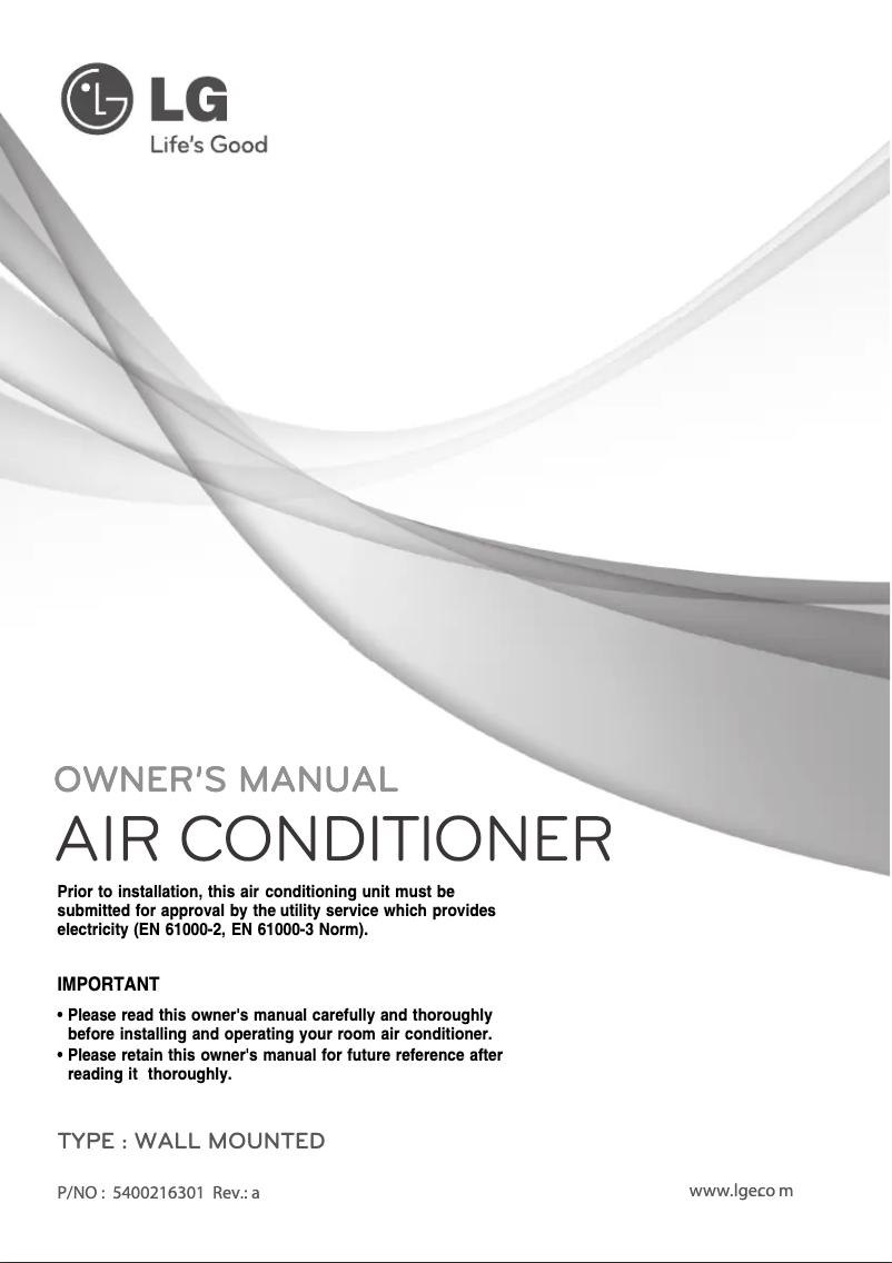 First page image of the manual for KSUH1865EA3