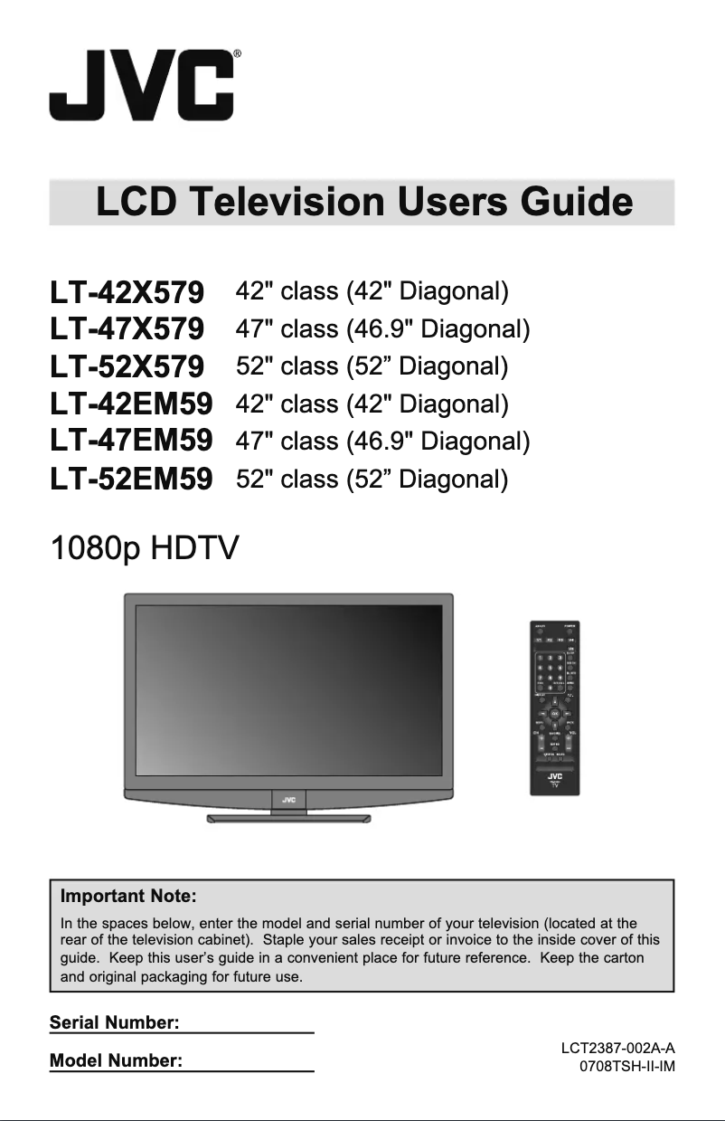 Page 1 of the manual User Manual JVC LT-47X579