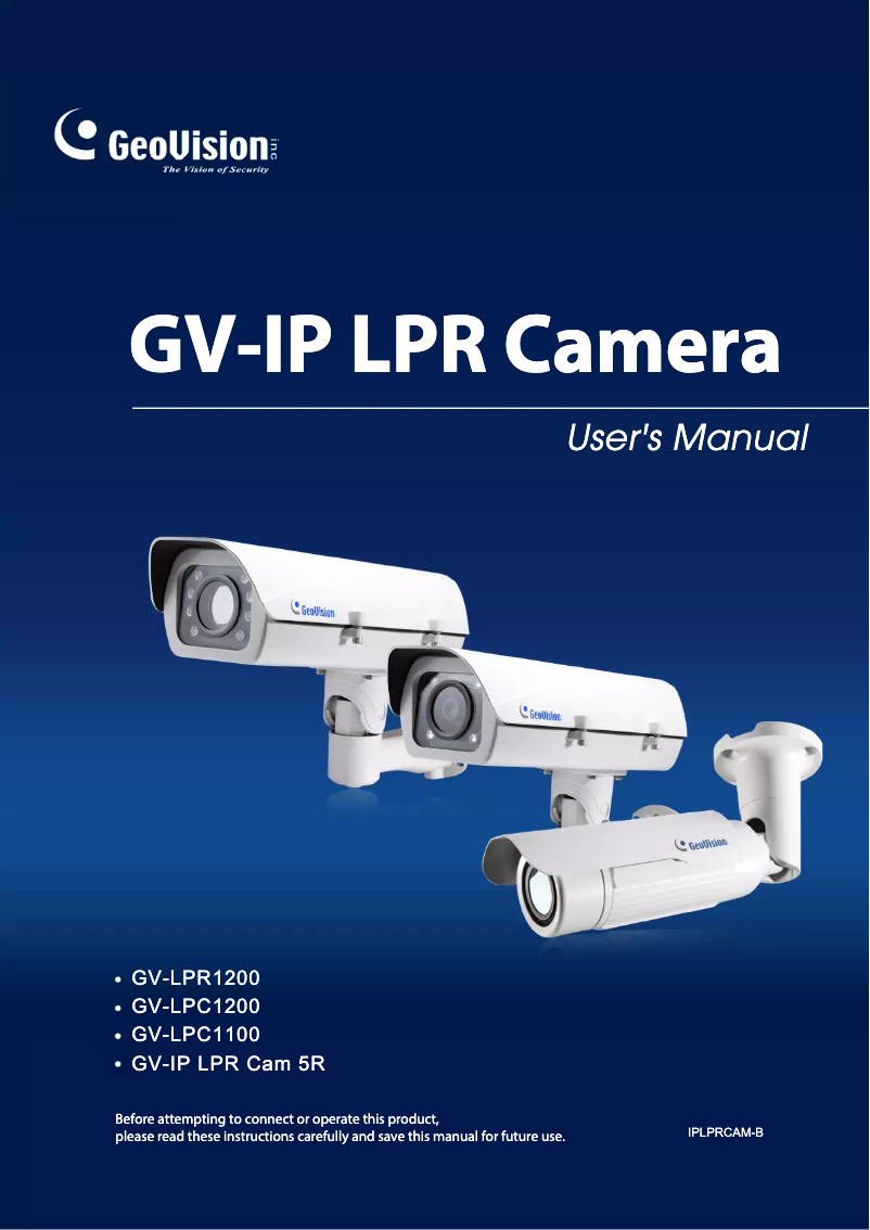 Page 1 of the manual User Manual Geovision GV-IP LPR