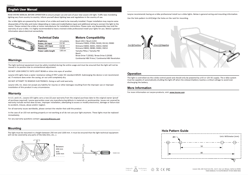 Page 1 of the manual User Manual Lezyne EBike Super Bright StVZO E12