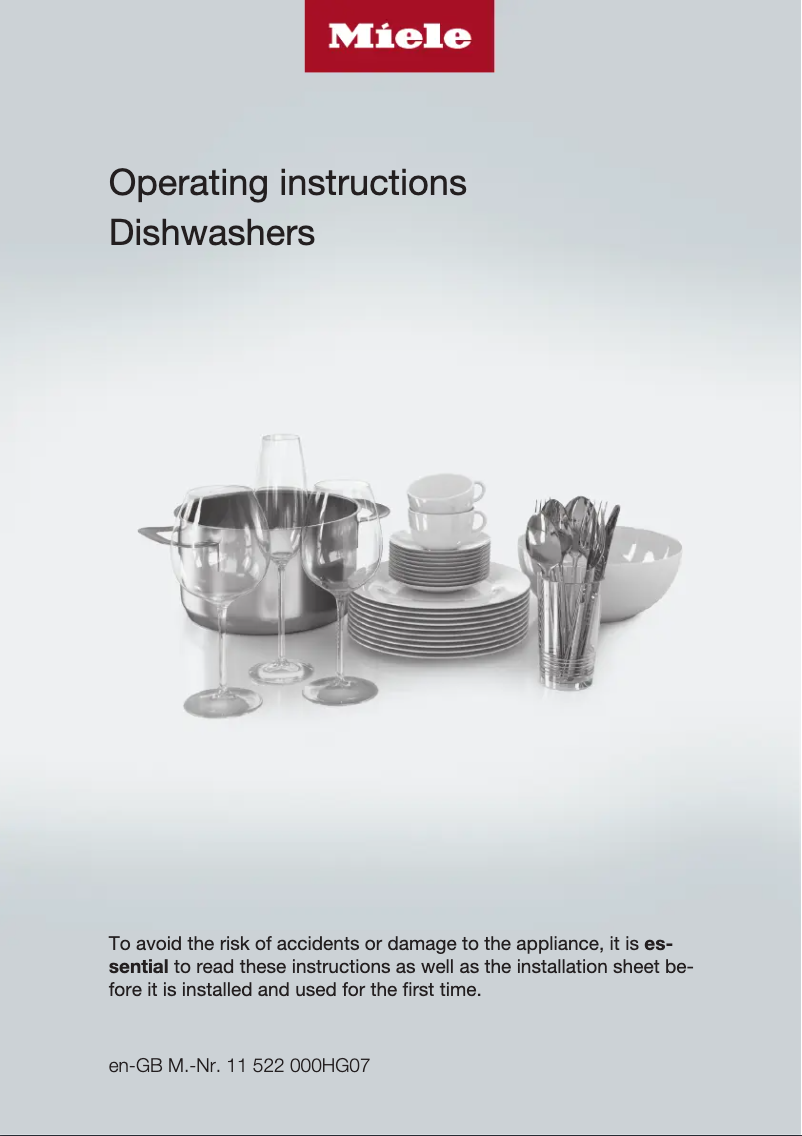 Page 1 of the manual User Manual Miele G5055SCVI XXL