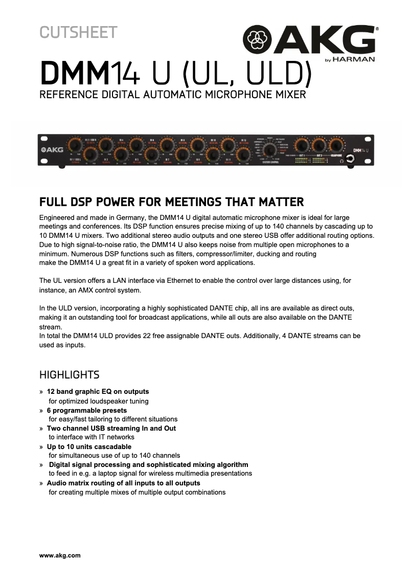 First page image of the manual for DMM14 U