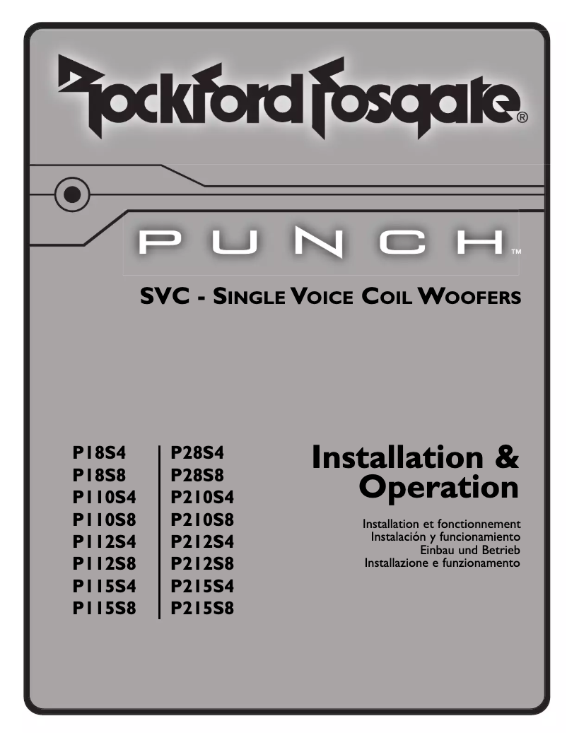 Page 1 de la notice Manuel utilisateur Rockford Fosgate Punch P110S8