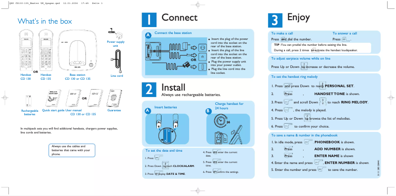 First page image of the manual for CD1352S