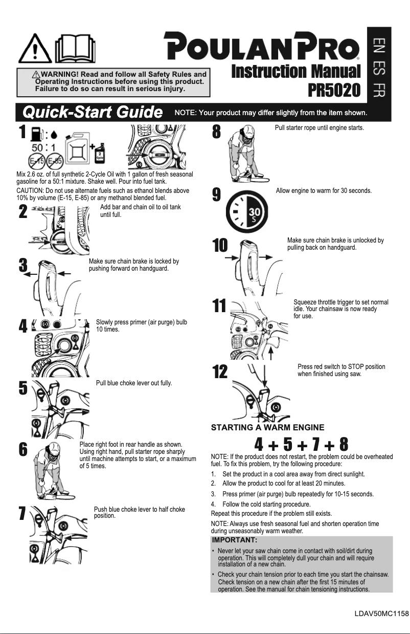 Page 1 of the manual User Manual Poulan Pro PR4218