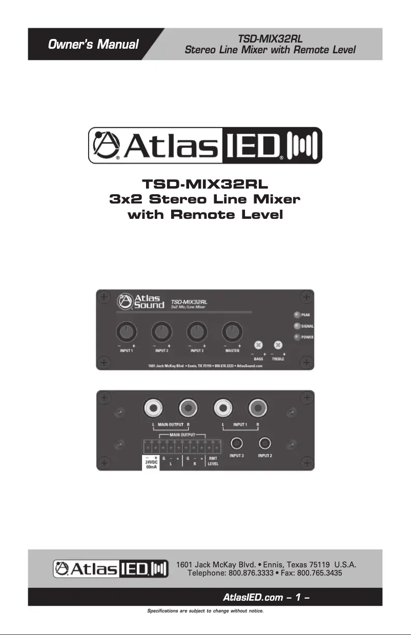 First page image of the manual for TSD-MIX32RL