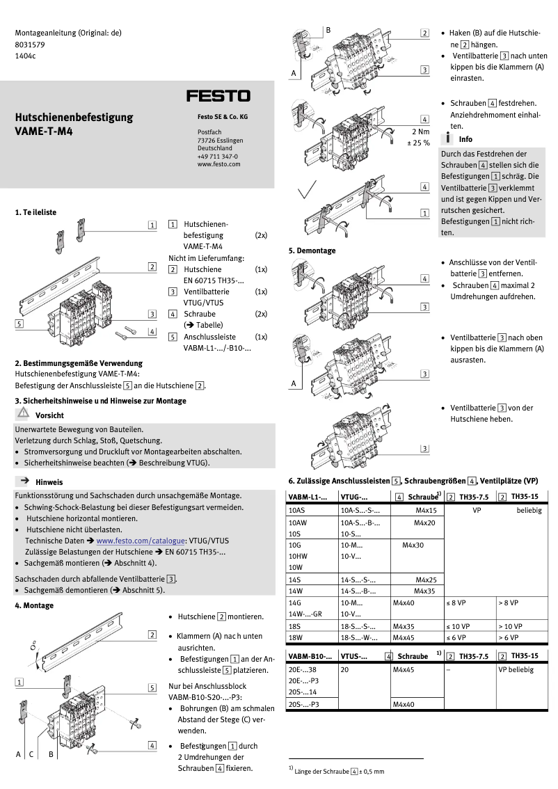 First page image of the manual for VAME-T-M4