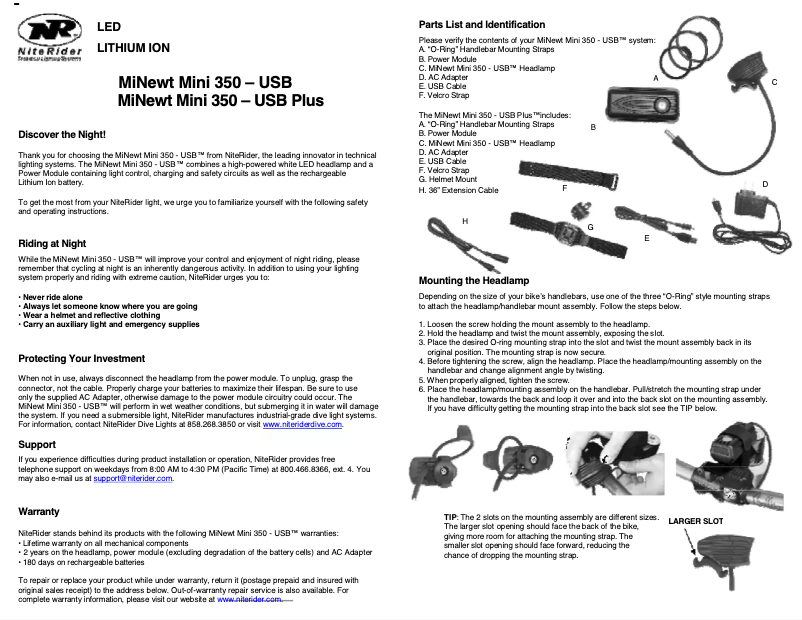 First page image of the manual for MiNewt Mini 350 USB Plus