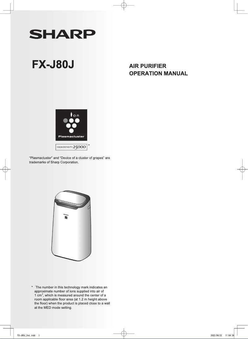 First page image of the manual for FX-J80J