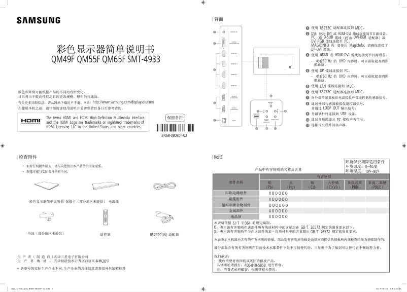 First page image of the manual for QM65F