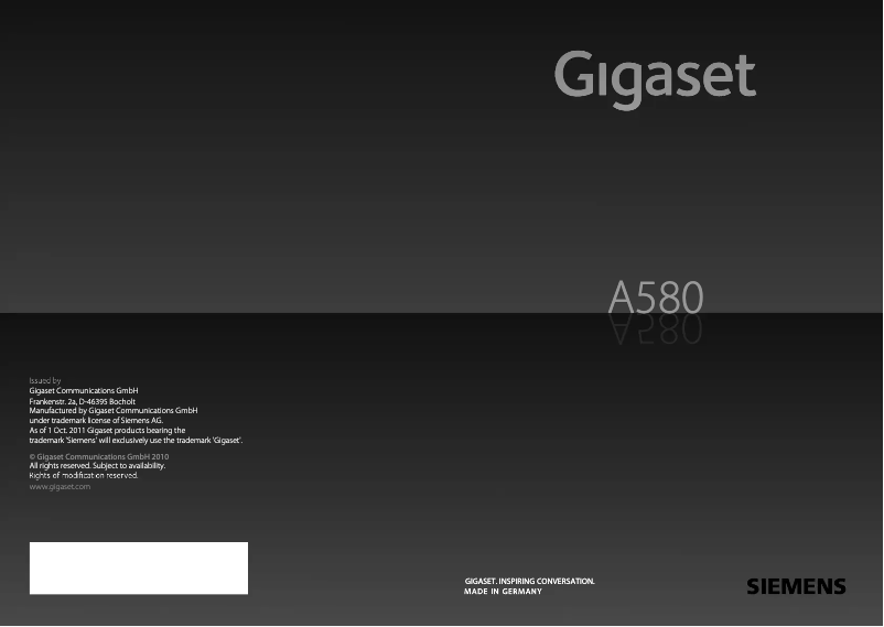 Page 1 of the manual User Manual Gigaset A580