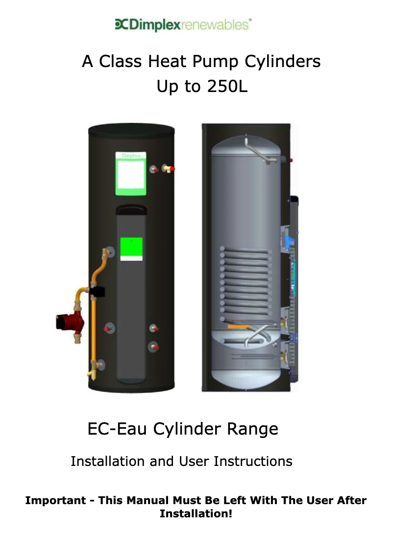 Page 1 of the manual User Manual Dimplex ECS250HPST40A-580