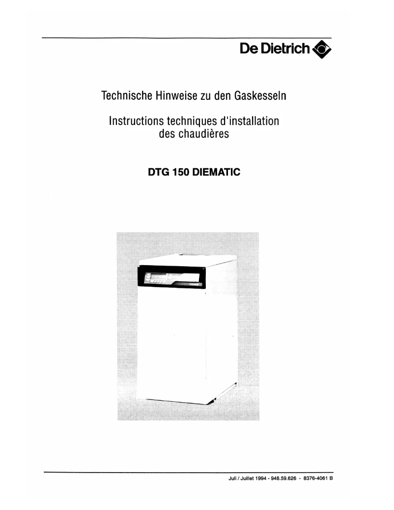 Page 1 of the manual User Manual De Dietrich DTG 150 Diematic