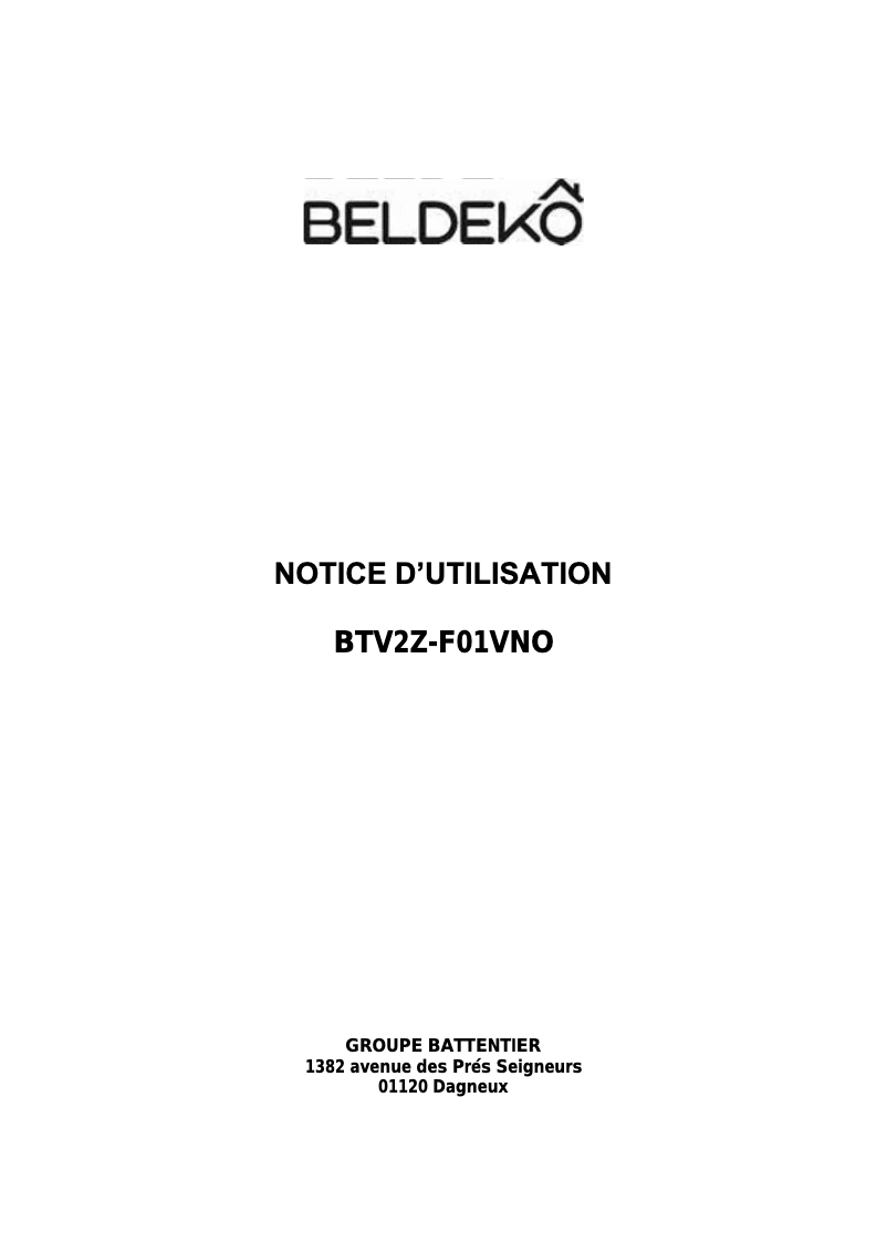 Page 1 of the manual User Manual Beldeko BTV2Z-F01VNO