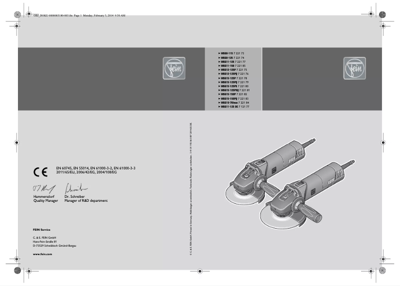First page image of the manual for WSG 15-70 Inox