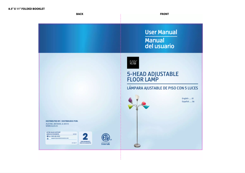 First page image of the manual for 5 Head Adjustable Floor Lamp