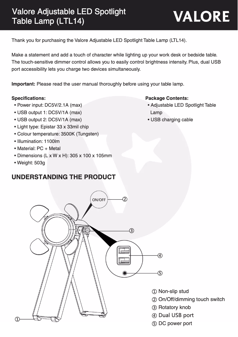 First page image of the manual for LTL14