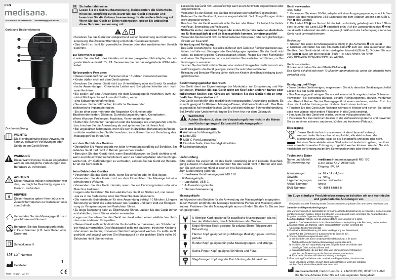 First page image of the manual for MG 150