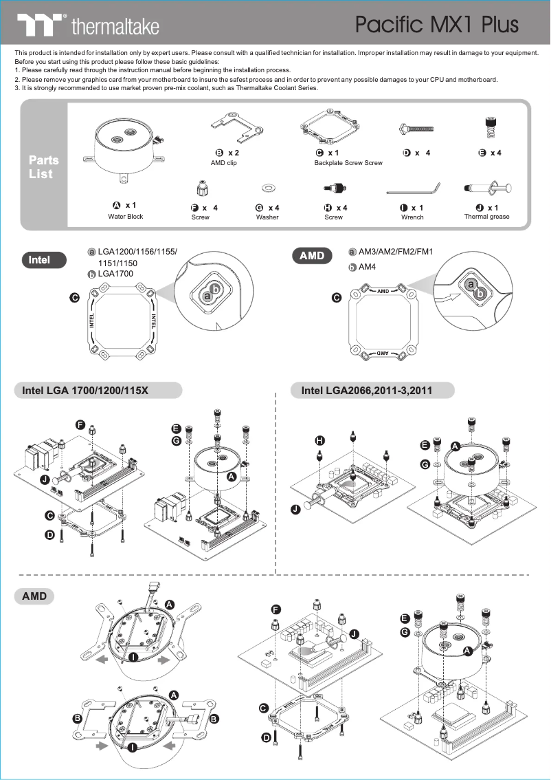 Page 1 of the manual User Manual Thermaltake Pacific MX1 Plus
