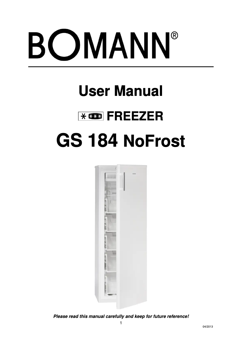 Page 1 of the manual User Manual Bomann GS 184