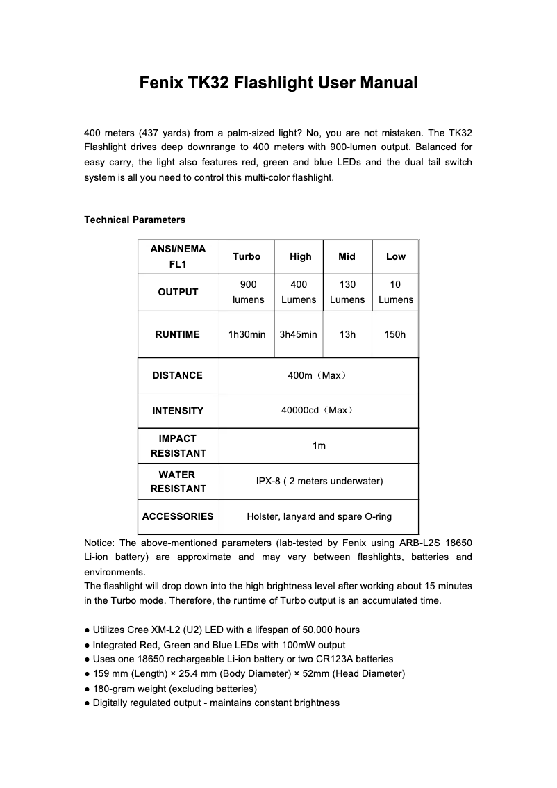 First page image of the manual for TK32