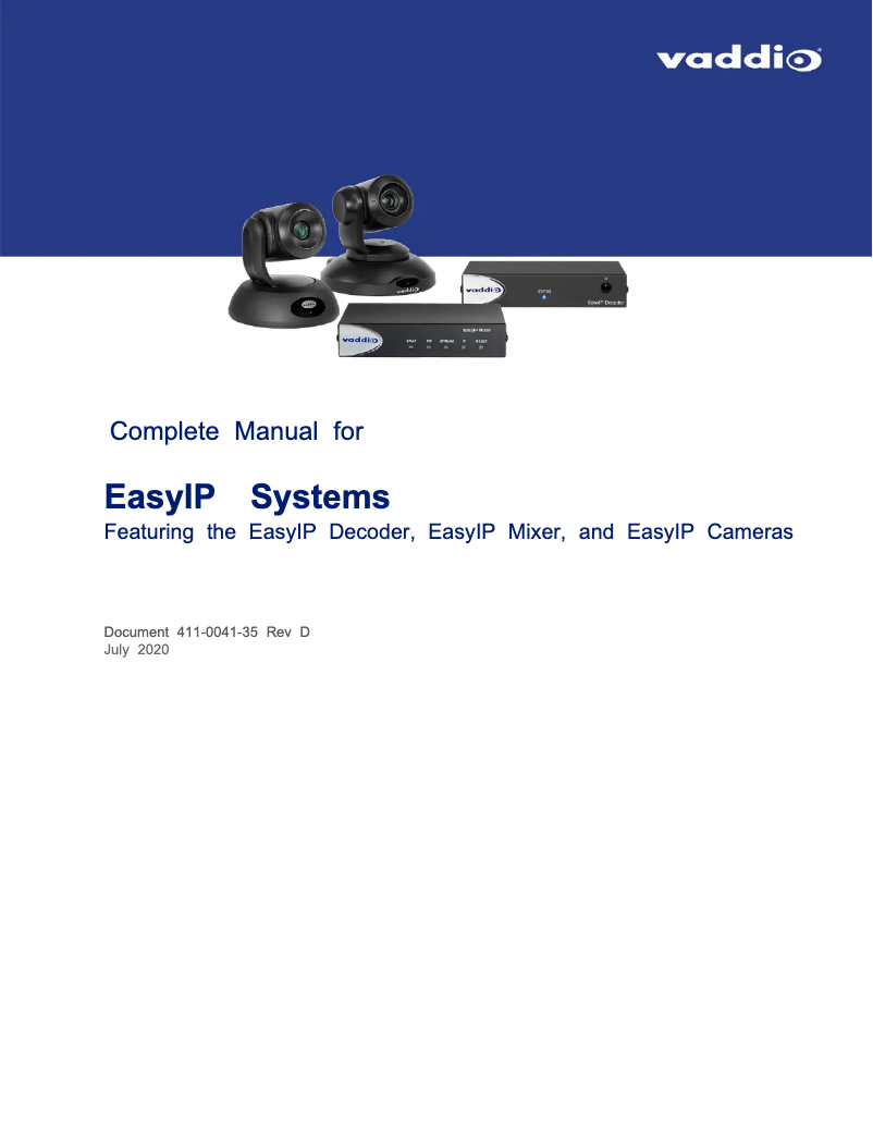 Page 1 of the manual User Manual Vaddio EasyIP Ecosystem Base Kit