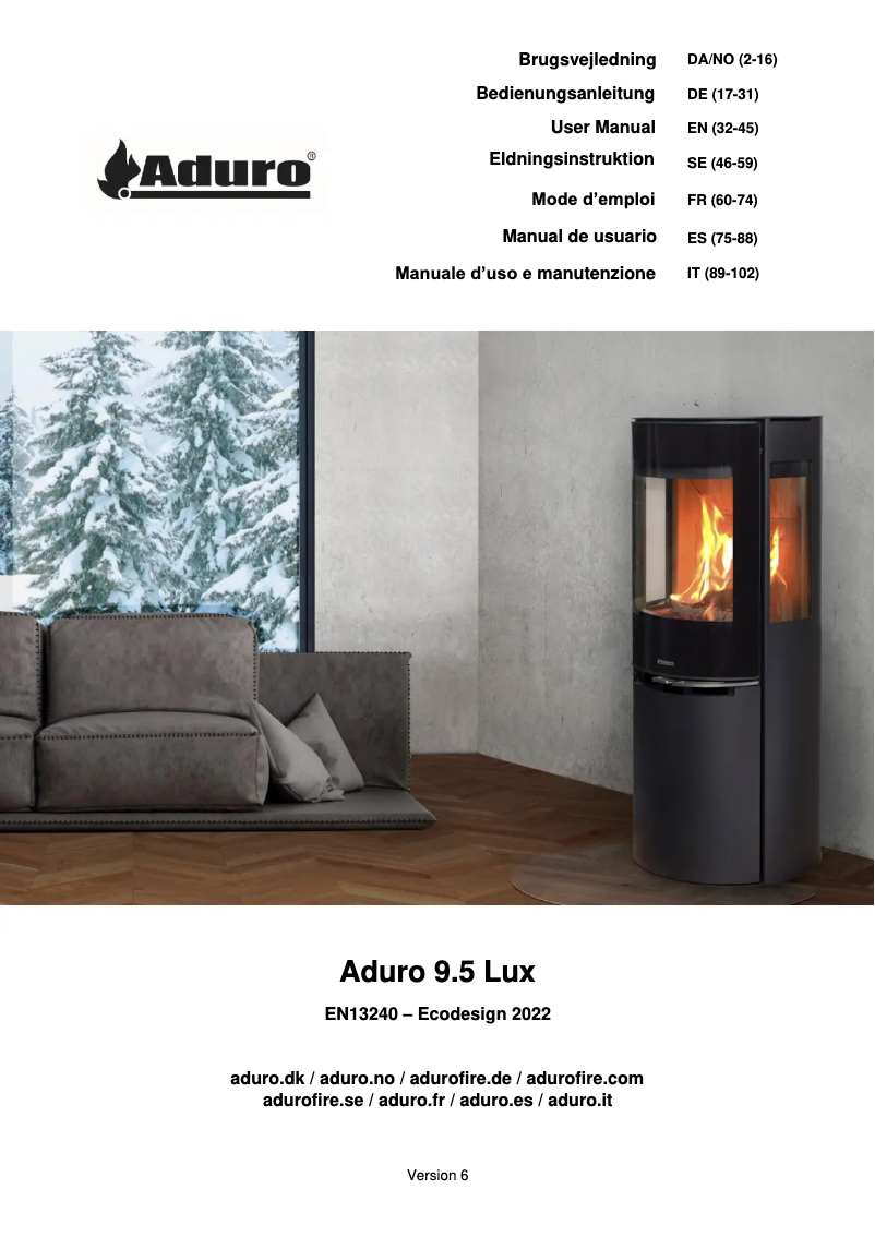 First page image of the manual for 9.5 Lux