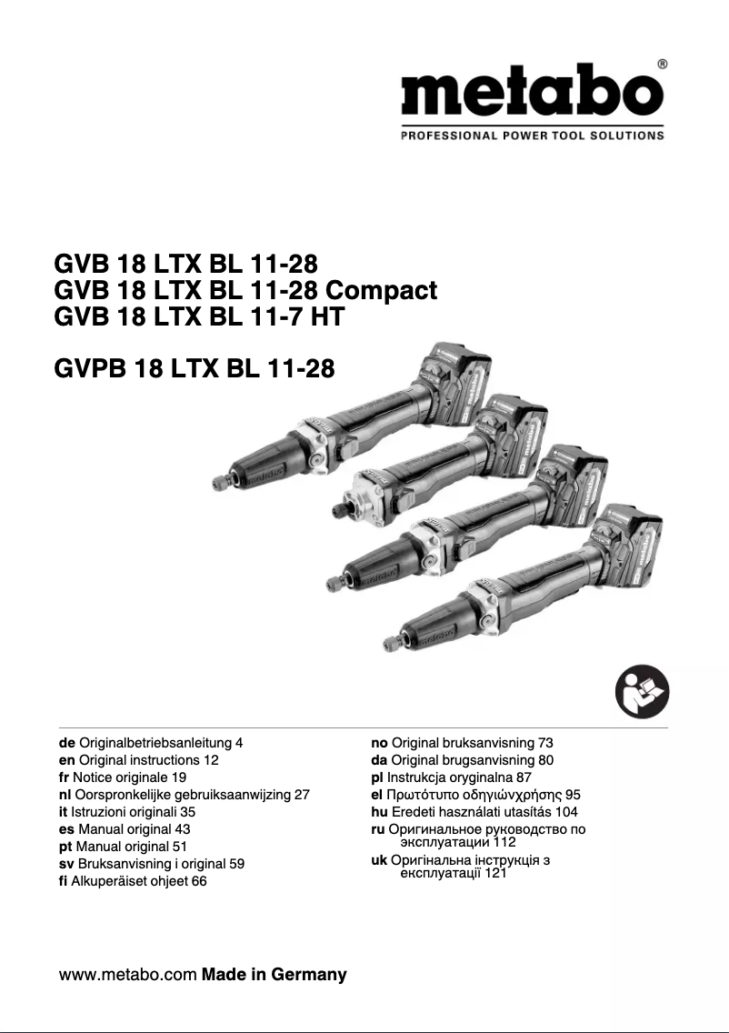 First page image of the manual for GVB 18 LTX BL 11-7 HT